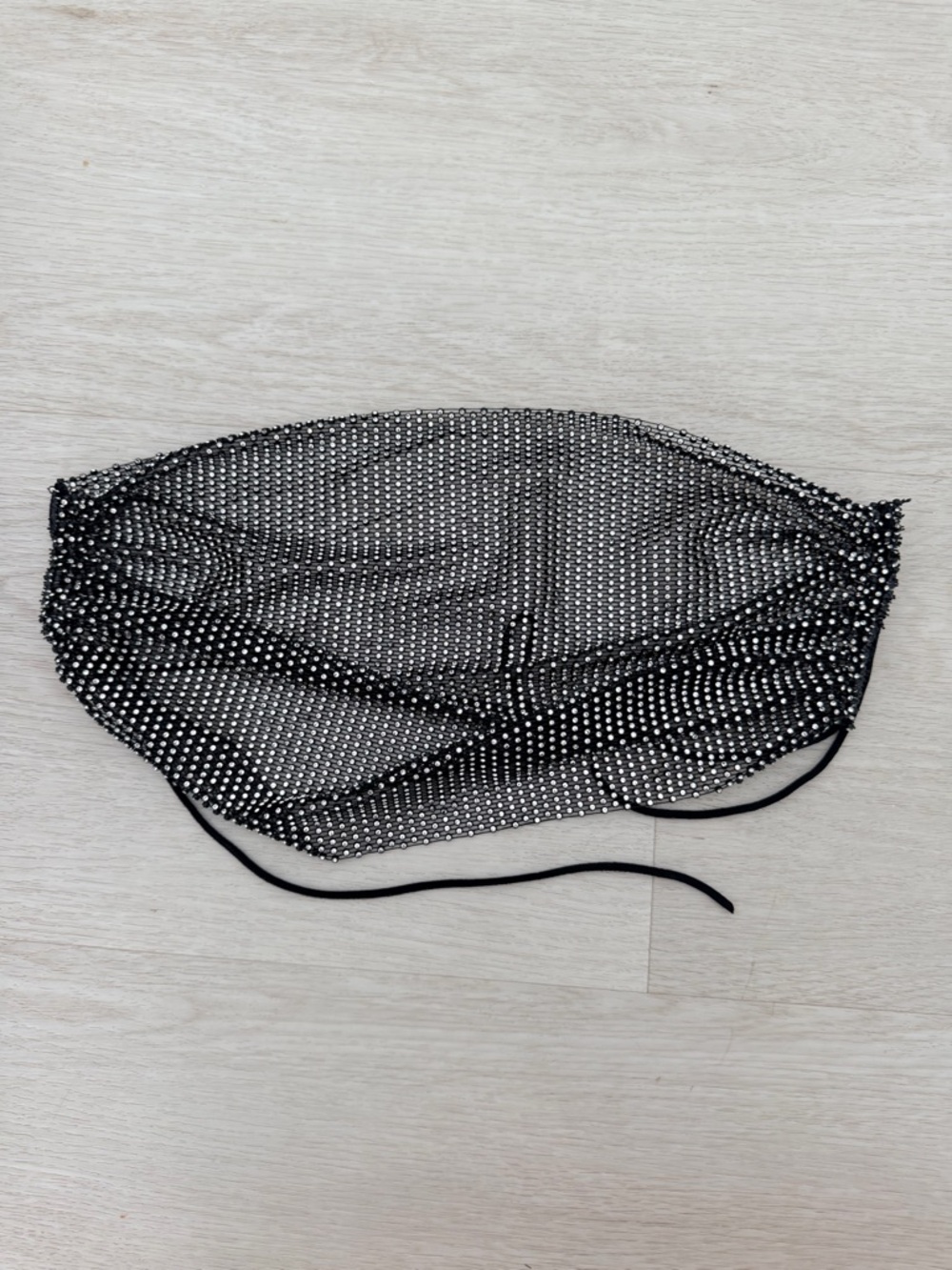 Black Rhinestone Mesh Crop Top